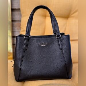 Kate Spade Medium Top Handle Satchel w/ Removable Shoulder Strap: Black Leather